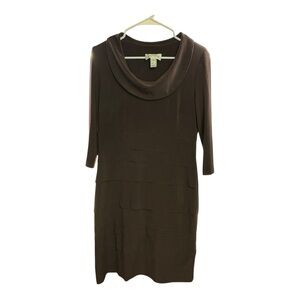 Joseph Ribkoff Brown Cowl Neck Half Sleeve Midi Dress Women’s Size 10